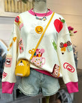 School-themed Sequined Crewneck Sweatshirt