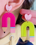 Unique Pencil Heart Earrings