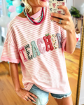 TEACHER Embroidered Striped T-shirt