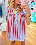 Star-patterned Trim Striped Dress