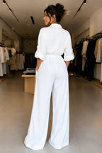 White Utility Zip-Up Jumpsuit