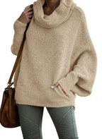 Women's Cowl Neck Batwing Sleeve Pullover Sweater