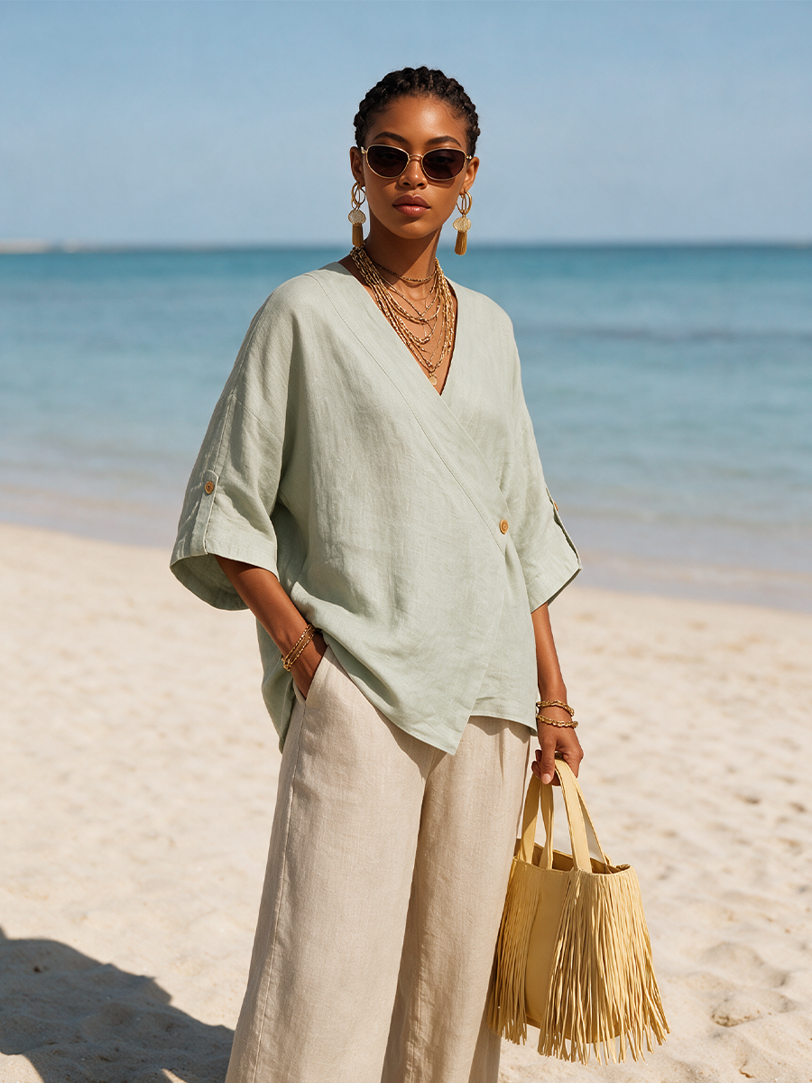 Asymmetric Wrap V-Neck Jacket