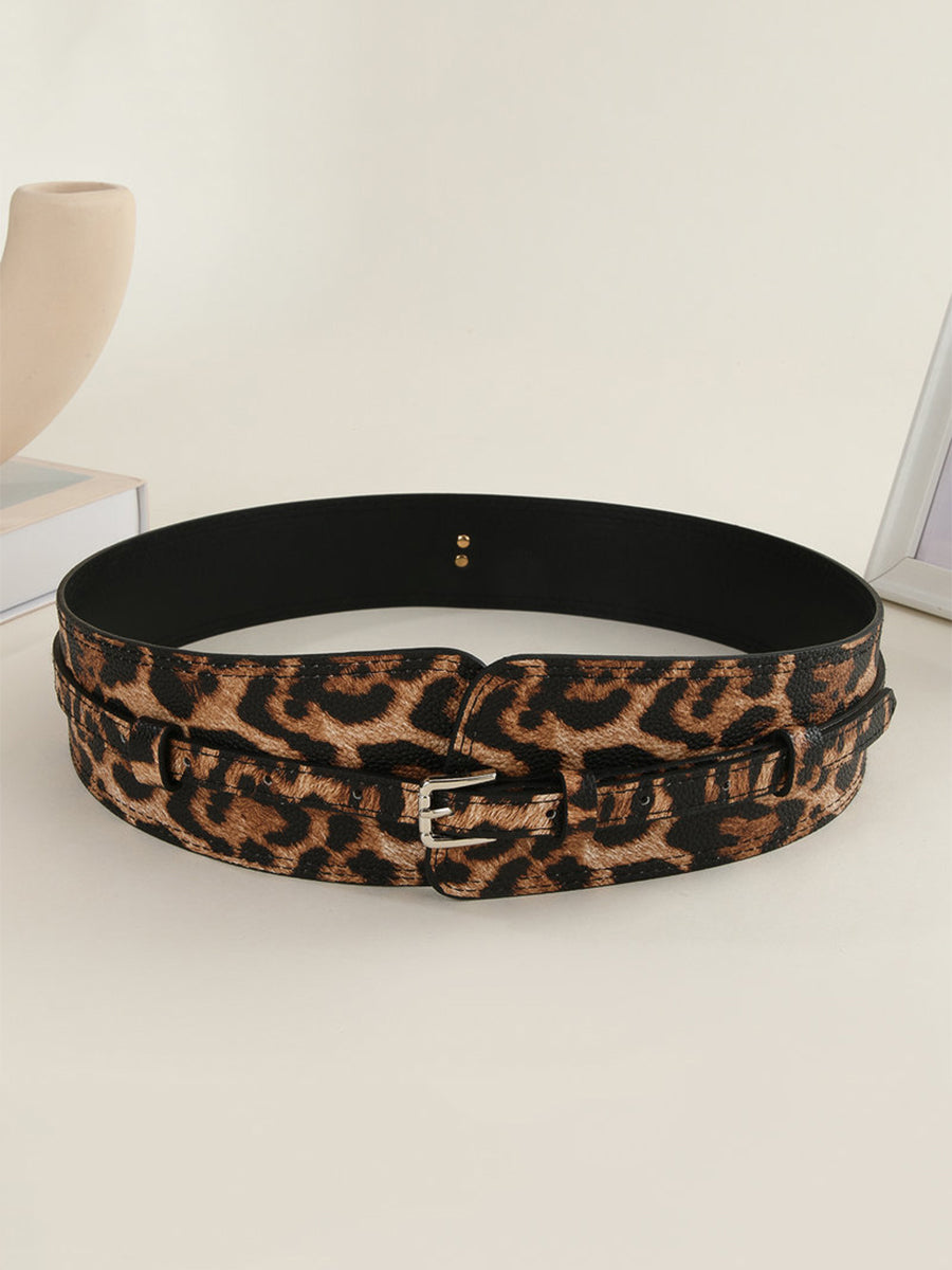Women's Leopard - Print Fashion Faux Leather Asymmetric - Design Waist Belt