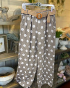 Polka Dot Linen Wide-leg Pants
