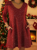 Elegant Christmas Party V-neck Sparkling Dress