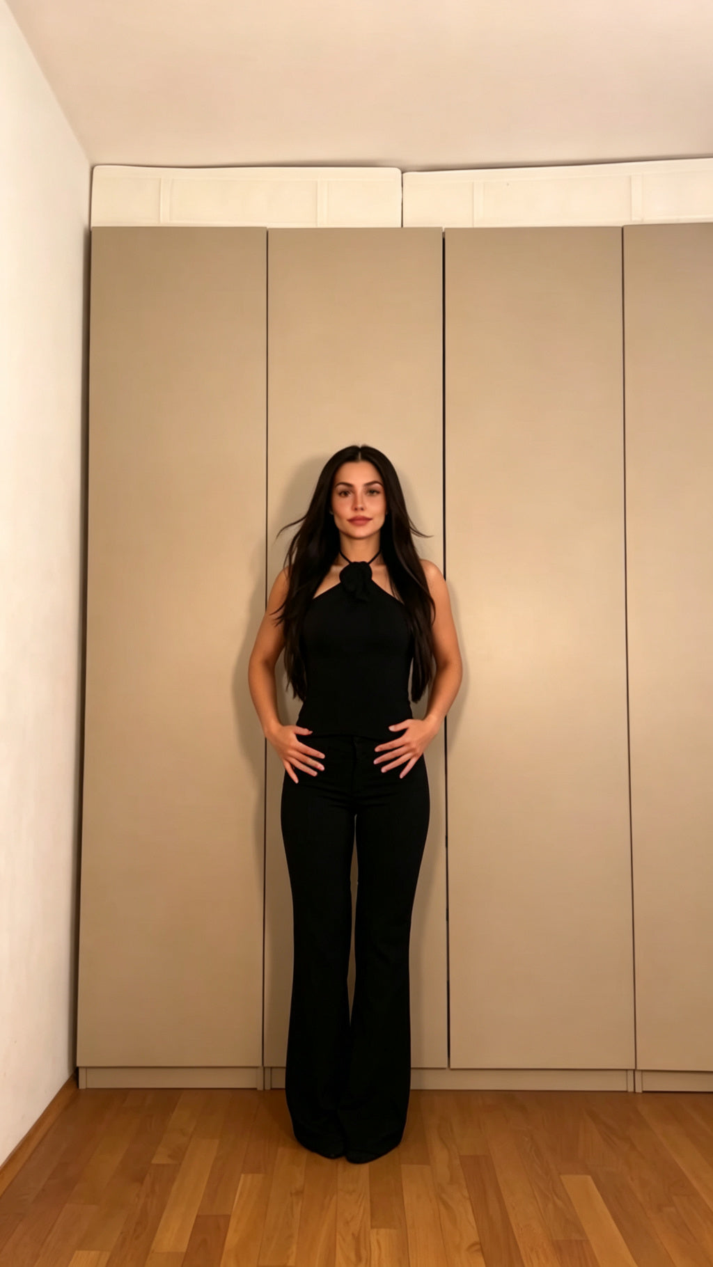Halter Neck Top + High-Waist Flare Pants Set | 2-Piece Co-ord | Color Block Outfit | Pinterest Style