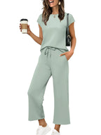 ⏰ LAST DAY SAVE 50% 💥Women Summer Vacation Outfits Cap Sleeve Tops Lounge Matching Sets