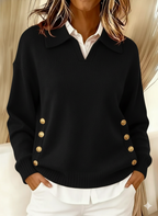 🎄 New Arrivals🔥Women's Comfortable Metal Buckle Pullover Knit Sweater