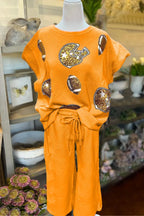 Football and Helmet Sequins Quilted Set