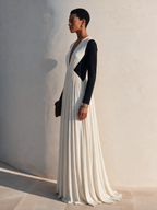 Color-Block Deep V Maxi Dress