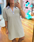 Striped Collared Neck Mini Dress