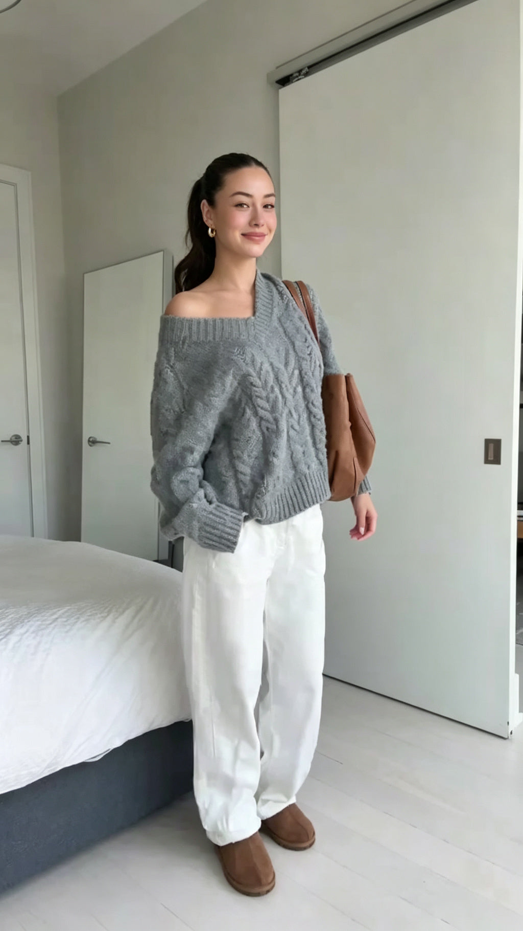Cozy Sweater Collection for Fall 3 Styles Off Shoulder Cable Knit Mock Neck
