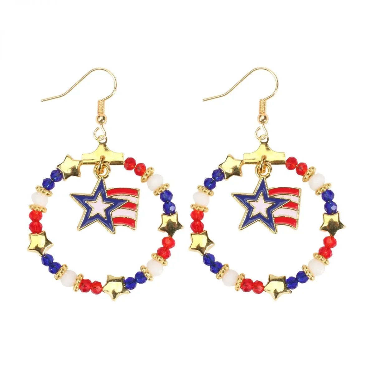 Independence Day Beaded Star Earrings