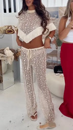 Sequin Fringe Mesh Two-Piece Set