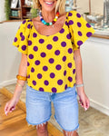 Polka-dot U-neck Top