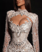 Luxe Crystal Embellished Rhinestone Sequin Beaded Mini Dress