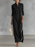 White-Trim Sweatshirt Maxi Dress