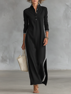White-Trim Sweatshirt Maxi Dress