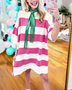 Color-blocked Striped Roundneck Dress