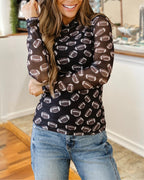 Football Game Day High-Stretch Sheer Top