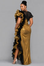 Black Gold Ruffled Maxi Dress