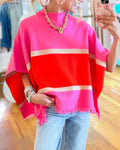 Color-block Cape Tassel Top