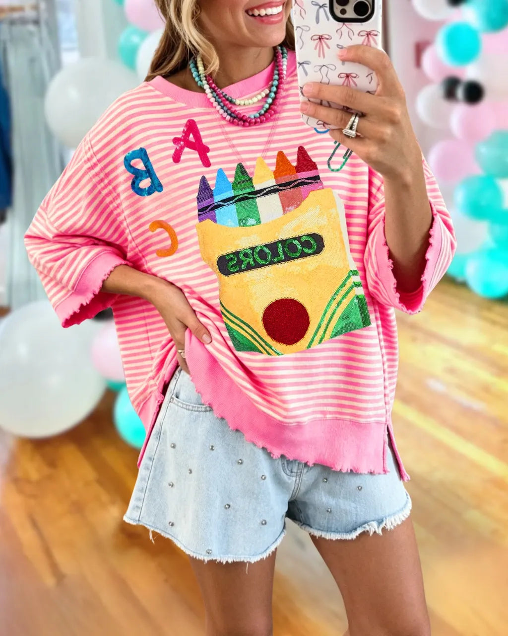 Crayon ABC Sequined Striped Top