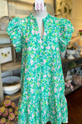 Teal Floral Dress