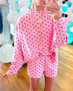 Casual Polka Dot Shorts Set