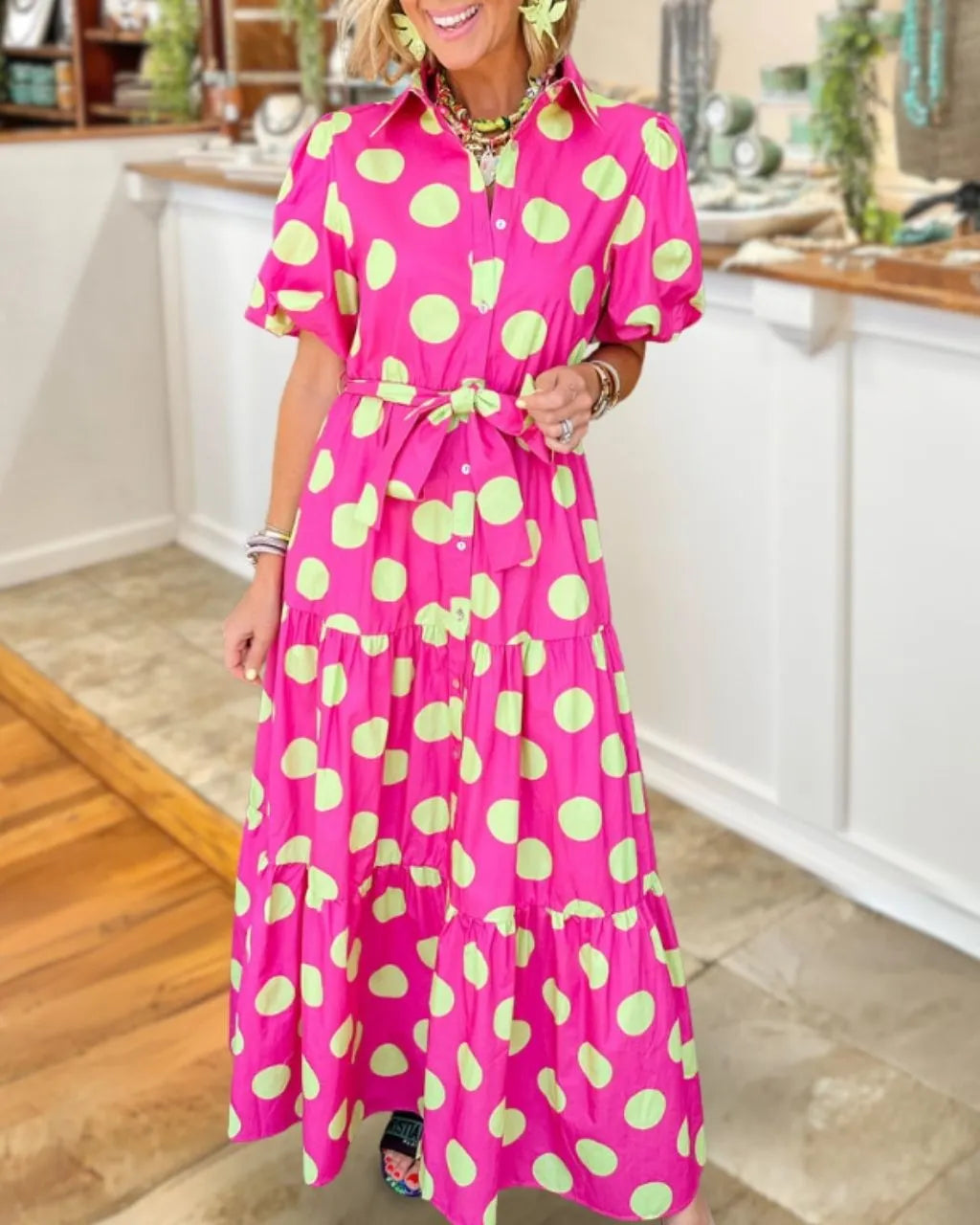 Stylish Polka-Dot Maxi Dress