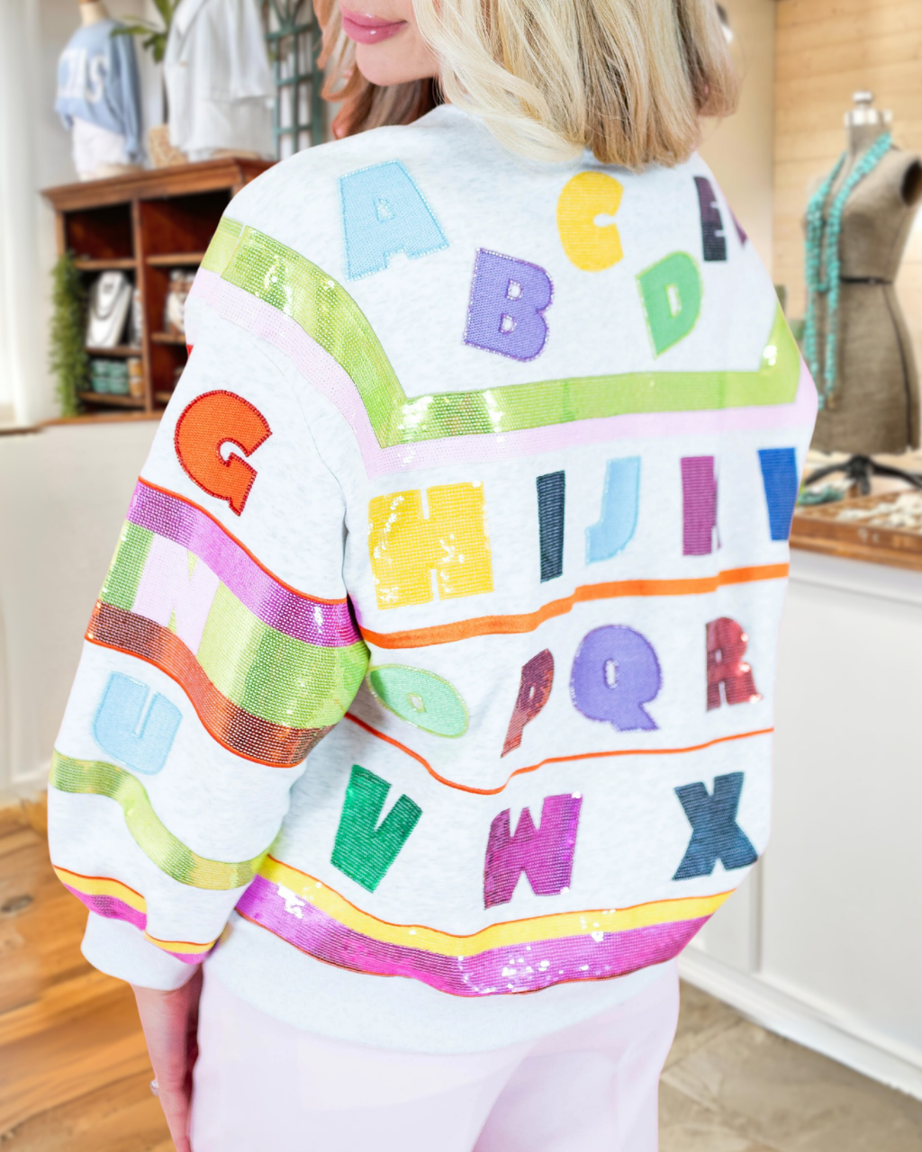 Colorful Letter Sequined Sweatshirt