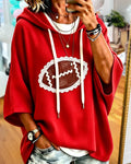 Football Embroidery Waffle Hoodie