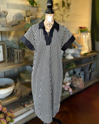 Striped V-neck Maxi Dress