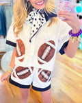 Football Sequined Poplin Shorts Set