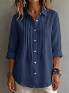 New Arrival 🔥 Women's Solid-color Casual Pleated Cotton-linen Shirt