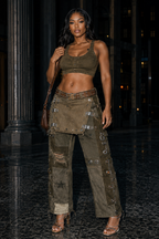 Distressed Rivet Cargo Pants