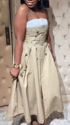 Vestido sin tirantes para mujer, sin mangas, con retazos, cruzado, de temperamento elegante