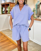 Casual Striped V-Neck Set