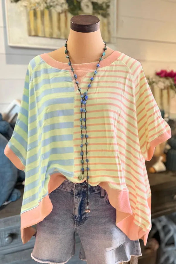 Oversized Colorblock Stripe Top