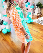 Color-block Plaid Mini Dress