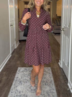 NEW🔥 V Neck Vintage Printed Dress
