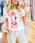 Flamingo Gemstone Necklace Printed Tee