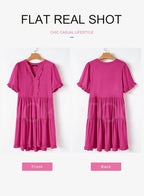 Womens Dresses 2025 Summer Spring V Neck Short Sleeve Casual A Line Flowy Swing Shift Dress Mini Dress