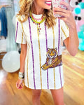 Tiger Striped Sequined Dress