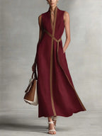 New Arrivals🔥 Women's Stand-up Collar Sleeveless Casual Loose Cotton and Linen Dress