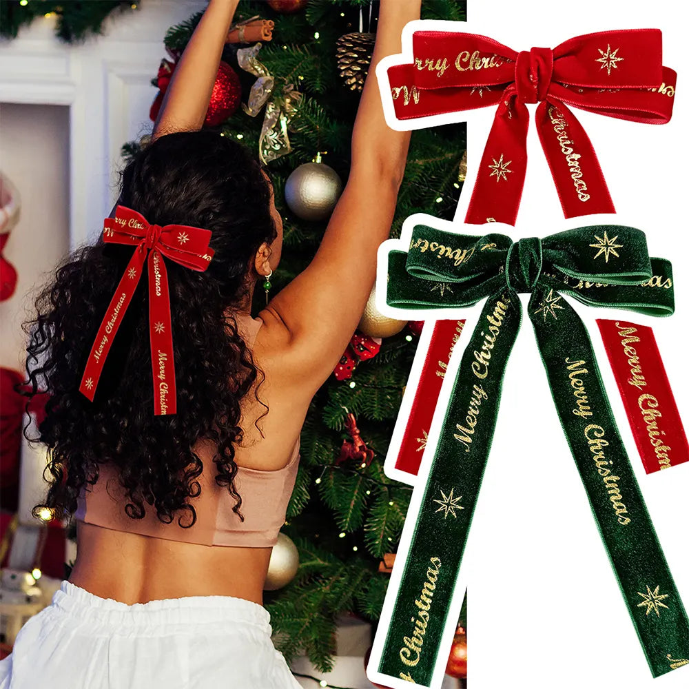 Christmas Bow Velvet Hairpin