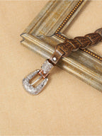 Women's Elegant Western - Style Faux Leather Floral - Embossed Waist Belt