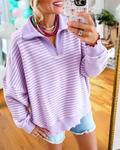 Half-Zip Striped Sweatshirt