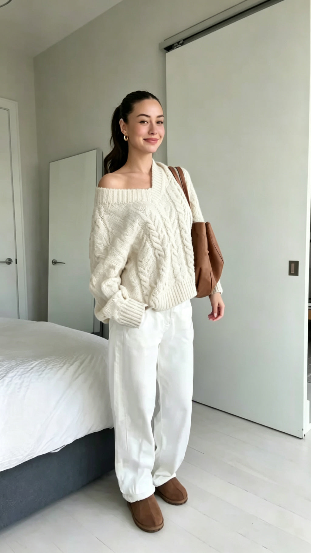 Cozy Sweater Collection for Fall 3 Styles Off Shoulder Cable Knit Mock Neck